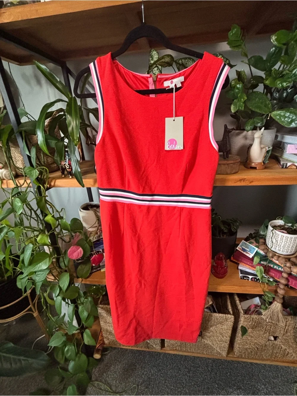 Boden Red  Midi Dress NWT | Size 10L - Picture 2 of 7